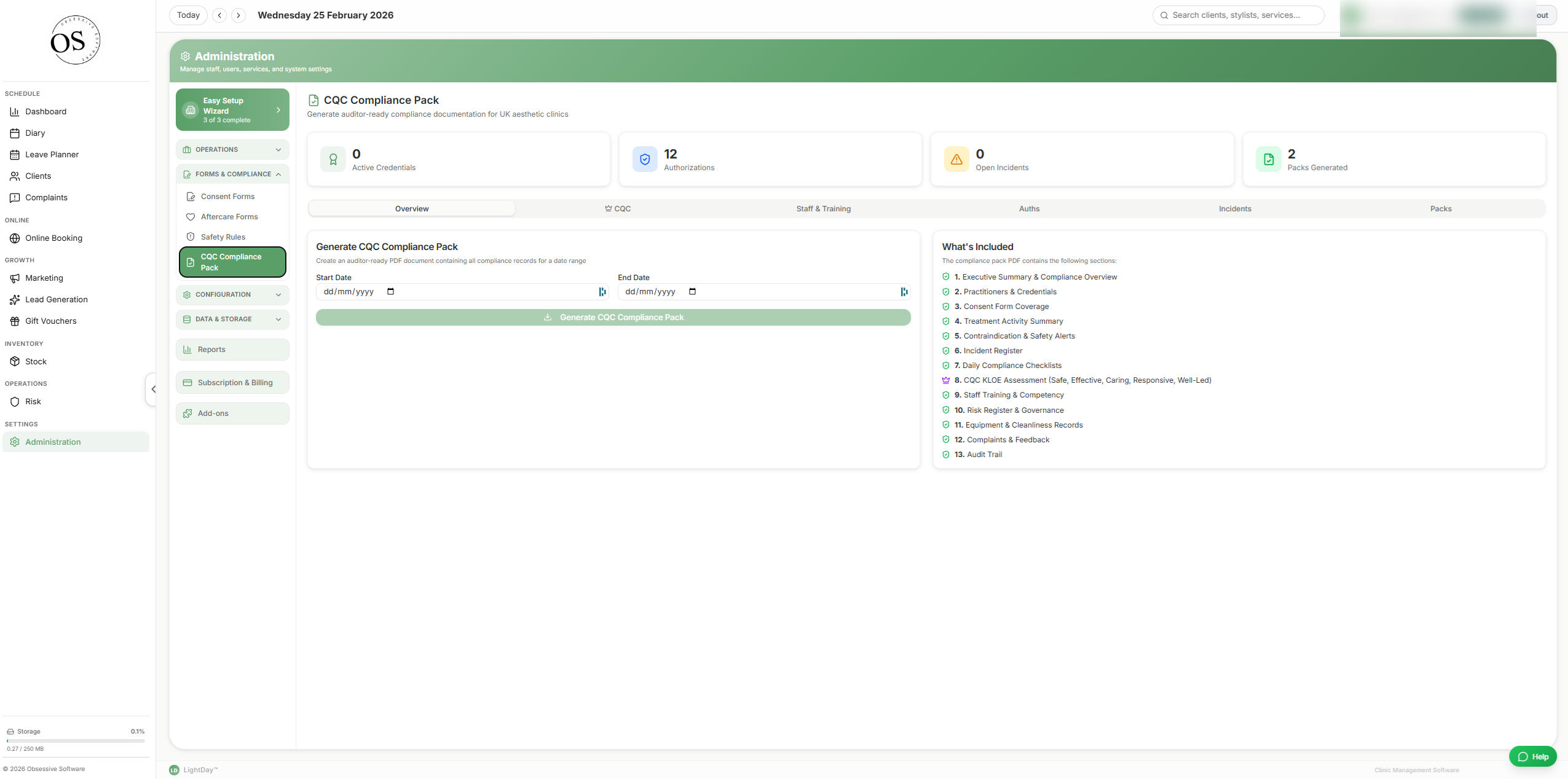 LightDay CQC compliance pack generator